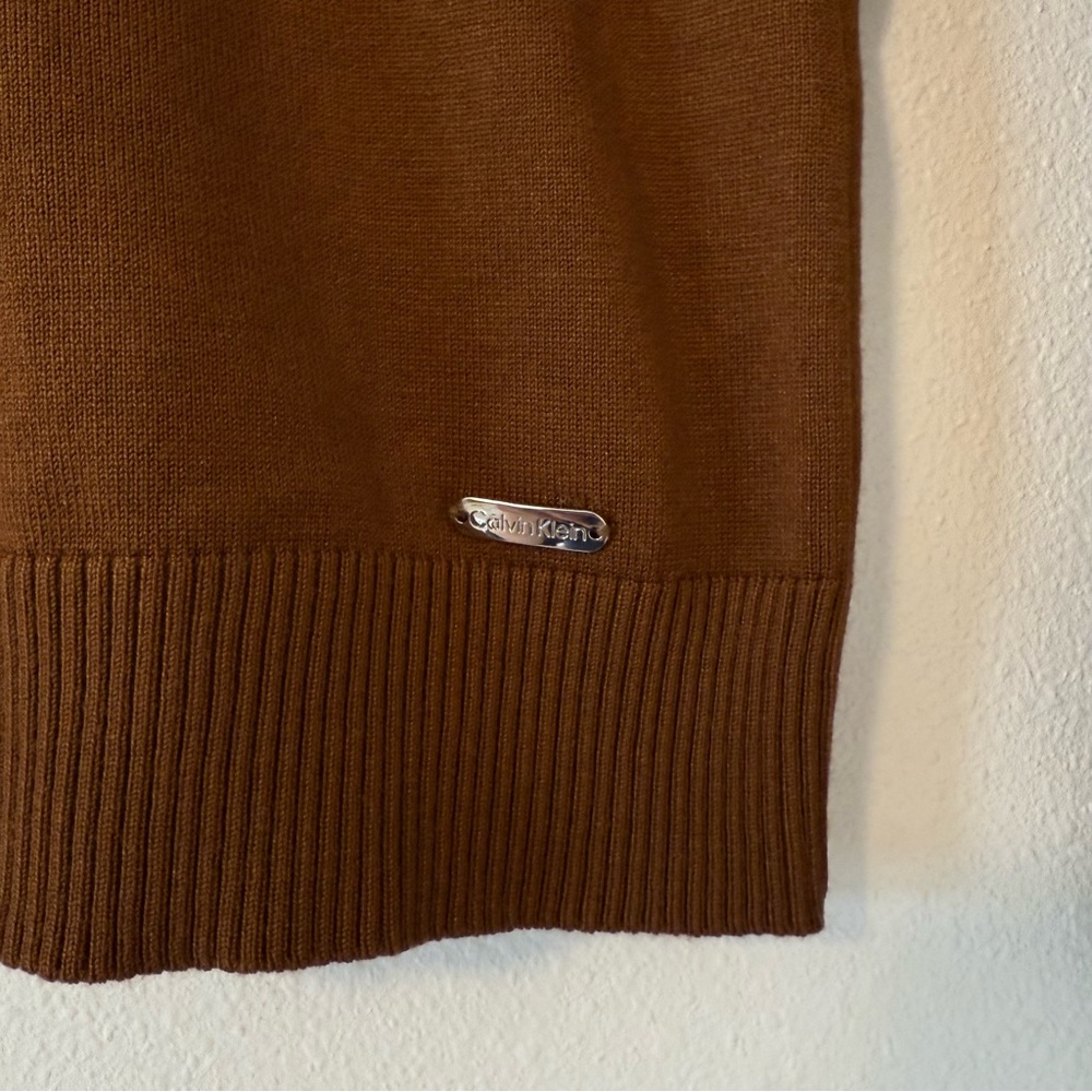 EUC Calvin Klein Rich Brown Ribbed Turtle Neck Sweater - Picture 3 of 8